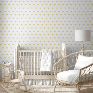 Papier Peint Faux Gold Hearts Nursery Kids Room Home Décor