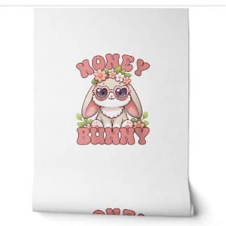 Papier Peint Femme Vintage Pâques Honey Bunny Fleurs Lapin L