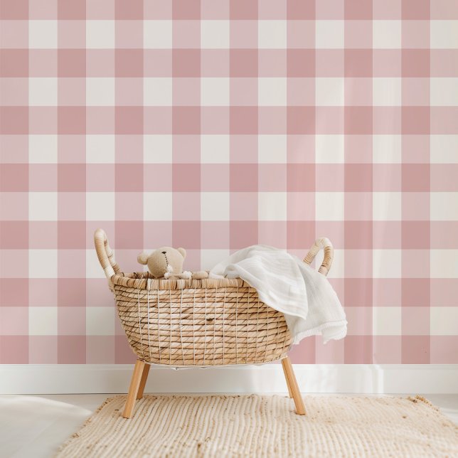 Papier Peint Ferme En vichy Dusty Rose (Créateur téléchargé)