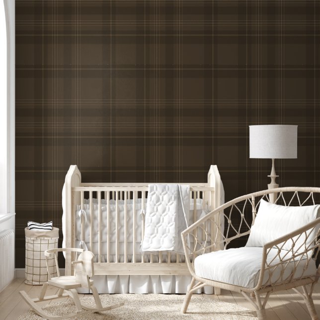 Papier Peint Ferme moderne Brown Plaid Rustique Lodge Cabine (Enfants)