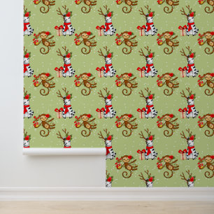 Papier Peint Festif Noël Fête jungle carrelée
