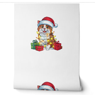 Papier Peint Feu de Noël Santa Chapeau Karelian Ours Chien Noël