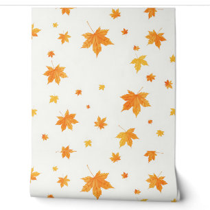 Papier Peint Feuilles d'automne chaudes Aquarelle Érable et chê