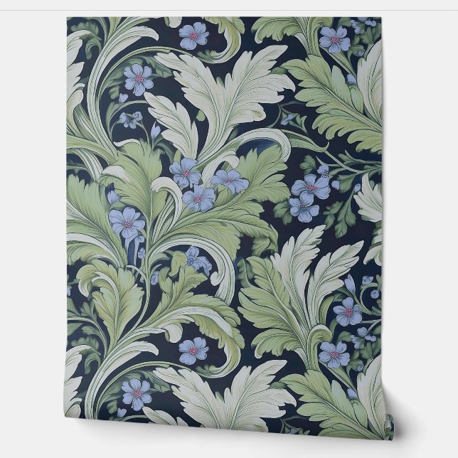 Papier Peint Feuilles doux et botanique de Periwinkle (Déroulement)