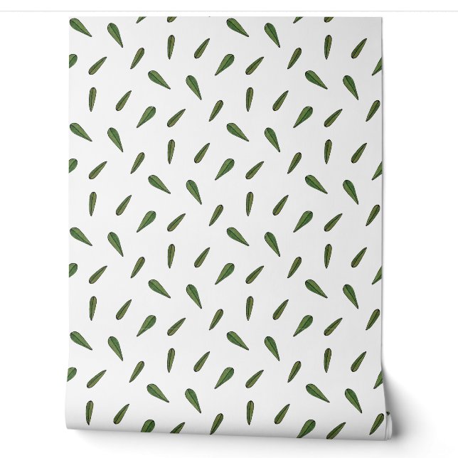 Papier Peint Feuilles du printemps, motif aquarelle (Déroulement)