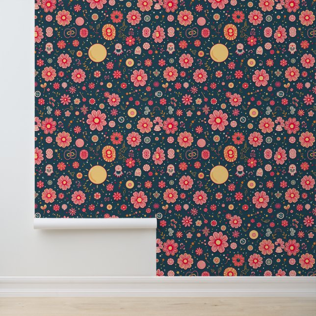 Papier Peint Fiesta florale vibrante : Jour des morts inspiré (Application)