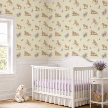 Fille Cheval Jaune Violet Fleur Motif Nursery