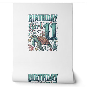 Papier Peint Fille d'anniversaire 11 Tortue de mer Gravure vint