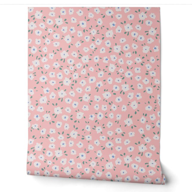 Papier Peint Fille rose Bohème Ditsy Floral (Déroulement)