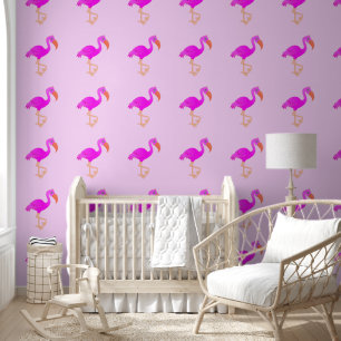 Papier Peint Flamant rose rose