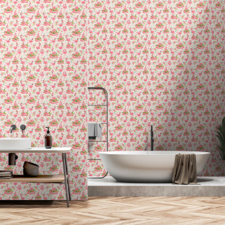 Papier Peint Flamants mignons et fleurs tropicales