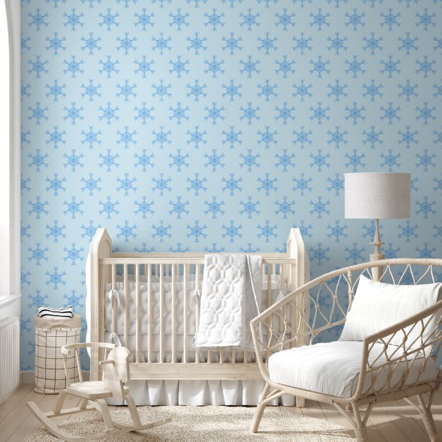 Papier Peint Flammes de neige bleues sur Blue Nursery (Enfants)