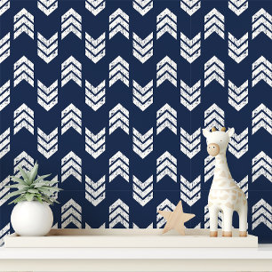 Papier Peint Flèche Chevron Navy