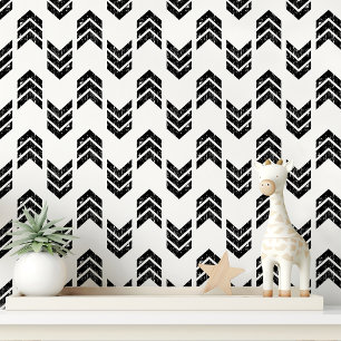 Papier Peint Flèche Chevron noir et blanc