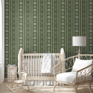 Papier Peint Flèches de tissu africain tendance moderne vert