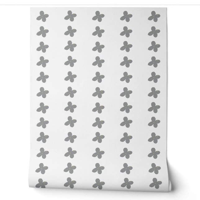 Papier Peint Fleur blanche Motif gris moderne simple (Déroulement)