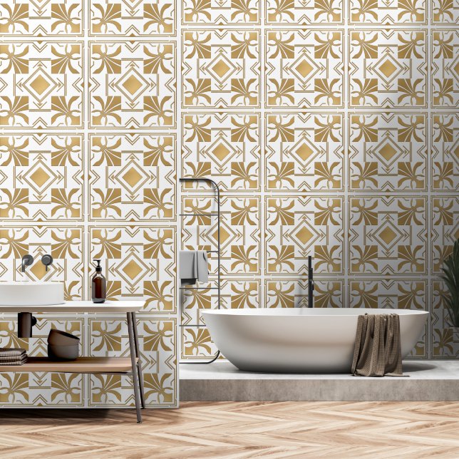 Papier Peint Fleur de lis Art déco (Salle de bain)
