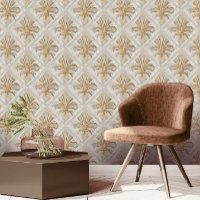 Fleur de lis Art Déco - perle et or