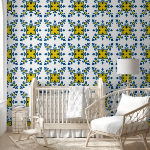 Papier Peint Fleur De Lis Azulejo Motif