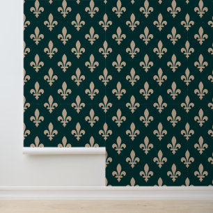 Papier Peint Fleur de Lis Motif, Royal French Creative on Green