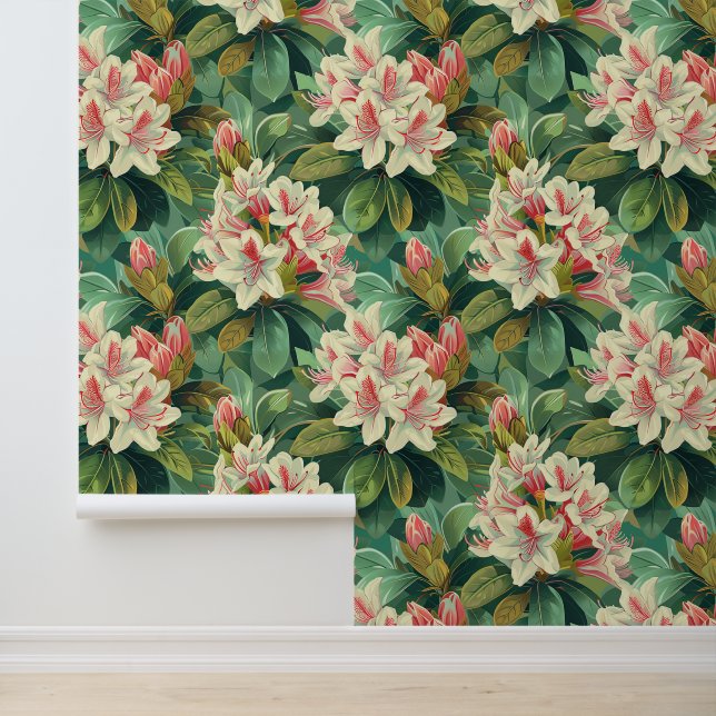Papier Peint Fleur de rhododendron crémeuse avec pétales (Application)