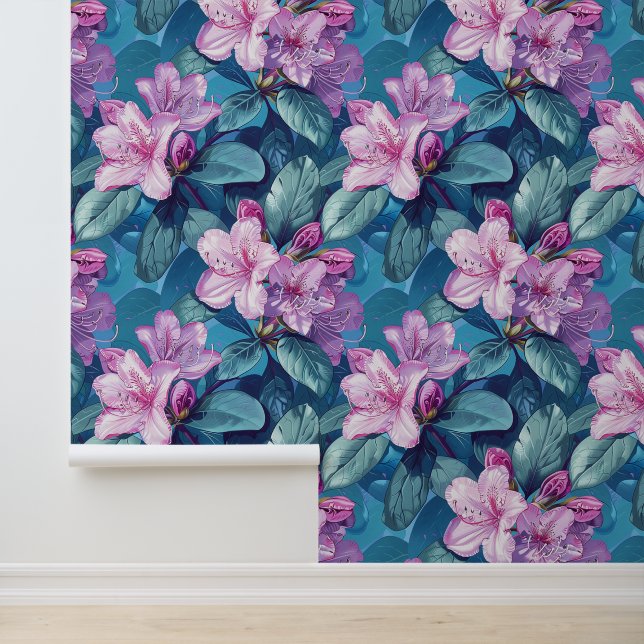 Papier Peint Fleur de rhododendron pourpre fleurie de pétales (Application)
