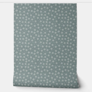 Papier Peint Fleur Ditsy Salle de jardin Teal Poussiéreux Textu