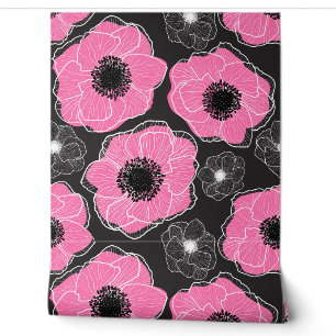 Papier Peint Fleur sauvage d'anémones rose G604