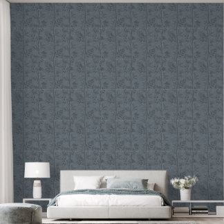 Papier Peint Fleur Sauvage Sereine Bleu Gris Botanique