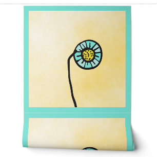 Papier Peint fleur simple bleue et jaune