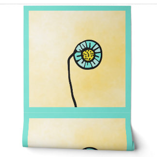 Papier Peint fleur simple bleue et jaune