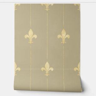 Papier Peint Fleur vintage d'or de Lis Latte