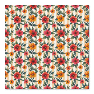 Papier Peint Fleurs aux couleurs du coucher du soleil et rayure