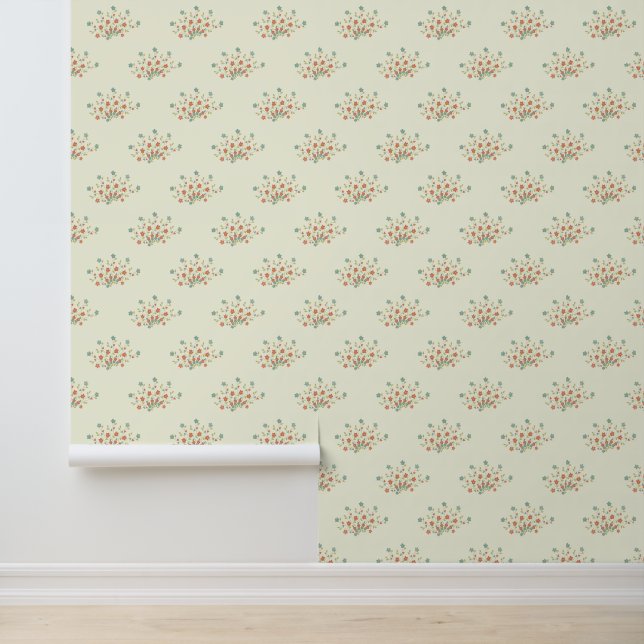 Papier Peint Fleurs Bleues, Fleurs Rouges, Motif De Fleurs (Application)