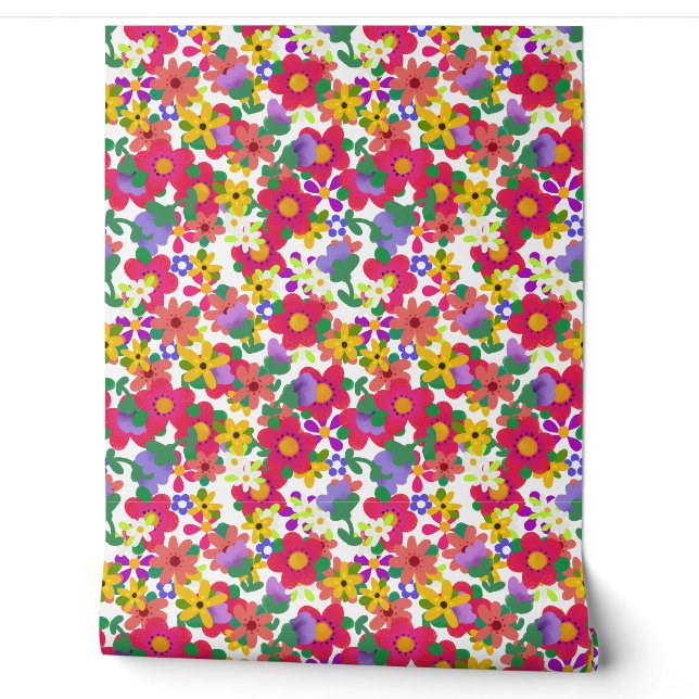 Papier Peint Fleurs Boho brillantes et jolies (Déroulement)