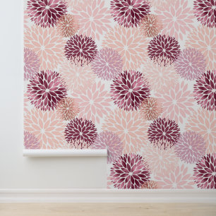 Papier Peint Fleurs Bourgognes Roses