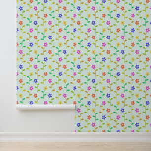 Papier Peint Fleurs colorées, Motif Floral, Verdure, Boho