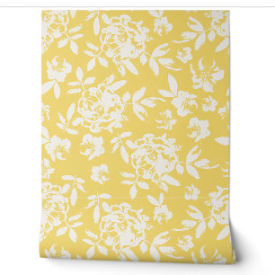Papier Peint Fleurs Cottage Rose - Jaune et Blanc Ensoleillés