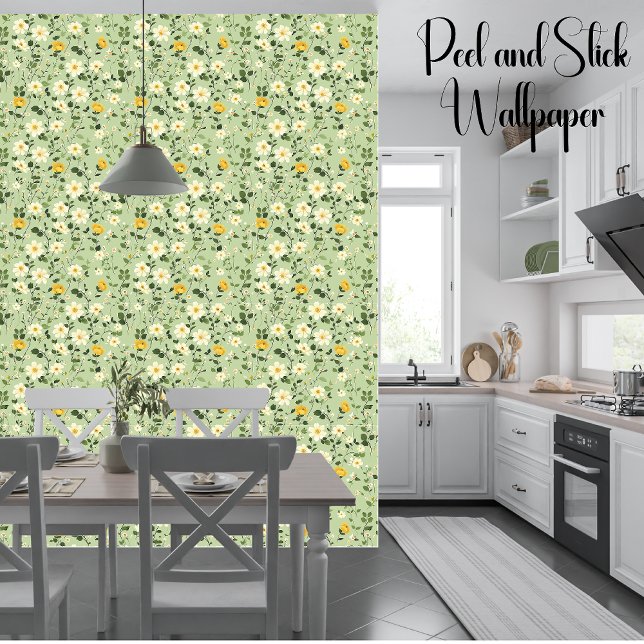 Papier Peint Fleurs Dainty Blanc Jaune Peel Et Bâton (Créateur téléchargé)