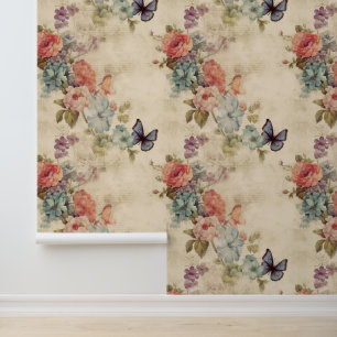 Papier Peint Fleurs d'amour Aquarelle artistique vintage mignon