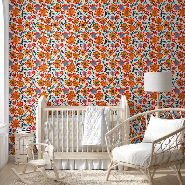 Papier Peint Fleurs d'art populaire Whimsical (Enfants)