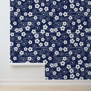 Papier Peint Fleurs de fleurs de cerisier de Sakura bleu japona