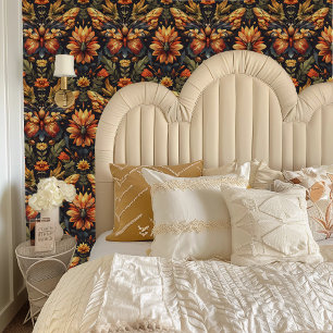 Papier Peint Fleurs de papillon orange blanc Fairycore
