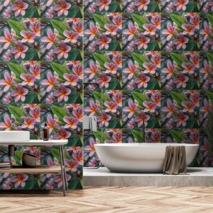 Papier Peint **"Fleurs en fleurs : Arbre à fleurs Frangipani ro