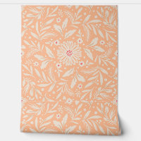 Fleurs et feuilles, couleur pêche