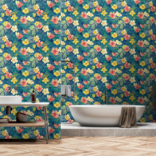 Papier Peint Fleurs exotiques colorées Motif