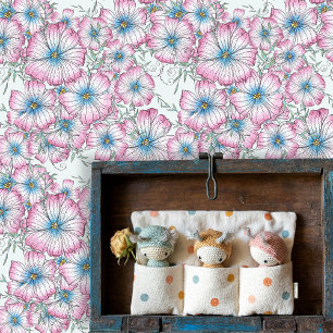 Papier Peint Fleurs Fleurs Fleurs Fleurs Fleurs Bleues Roses Et