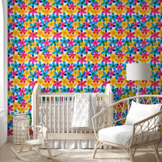 Papier Peint Fleurs hippies brillantes et audacieuses Printemps (Enfants)