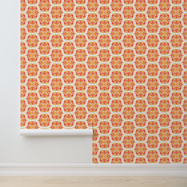 Papier Peint Fleurs Oranges, Motif De Fleurs, Motif Floral (Application)