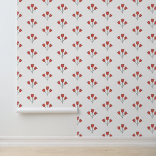 Papier Peint Fleurs rouges simples motif